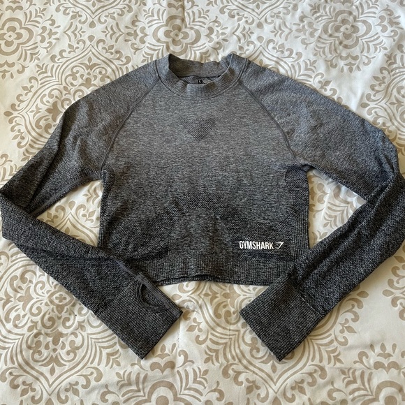Gymshark Charcoal Long Sleeve Crop Top - Picture 1 of 10
